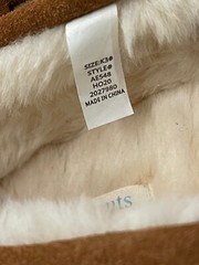CREW CUTS FAUX SHEARLING LEATHER MOCCASINS LODGE SLEEPERS KIDS Size 3 NEW