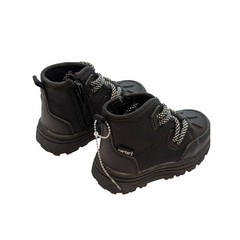 Carters Kids Toddler Black High Top Boots Side Zip Lug Sole Shoes Size 5