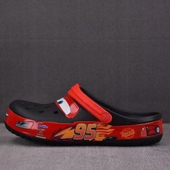 Kids Lightning McQueen Crocs Black Red Light Up Slip On Casual Shoes