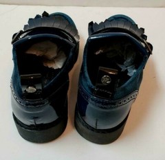 NIB Beautiful Designer MANUELA DE JUAN Blue Velvet/Patent Leather Shoes 32 SPAIN