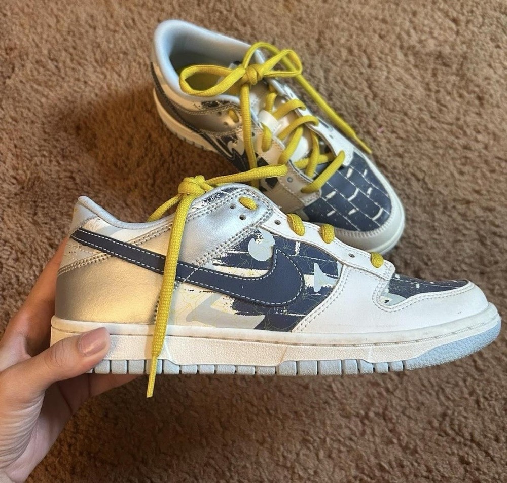 Nike Dunk Low Techno, 2007 309601-143 White Navy Yellow Leather. 5Y/7W