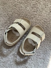 Zara Kids Sandy Brown Strap Leather Sandals Summer Casual Dress Up Size 21