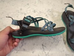 Chaco’s Kids 2 ZX1 Ecotread Sports Sandals Black and Mint Green/Teal Sz 3