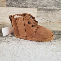 UGG Neumel Baby Chukka Boot Sz 4 – 5 Chestnut Suede Dual Hook & Loop Fleece