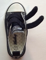 Wee Step sneakers black white size 7 toddler canvas retro classic school play