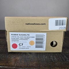 Native Robbie Sugarlite Kids Size C7 Slip‑On Shoes Casual Water Shoes Hyper Red