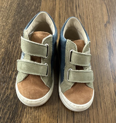 Falcotto Suede Hook & Loop Low Top Sneakers Colorblock Blue/Beige/Brown 2