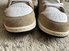 Air Jordan 1 Brown Elephant Low GS Beige/White/Black Suede Sneaker US 6 School