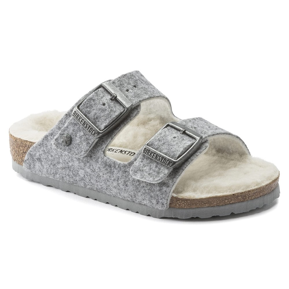 Birkenstock Kids Arizona Rivet Light Gray Wool Narrow Fit Size EUR 33 / US 2