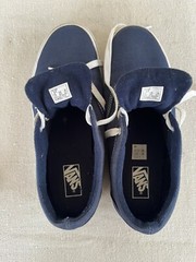 Vans Off the Wall Navy Blue Canvas Skate Sneakers Youth 4.5 EUC