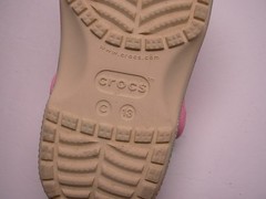 Crocs Kids Size 13 Spring Break Clog Tropical Palm Leaf Print Pink Aqua Jibbitz
