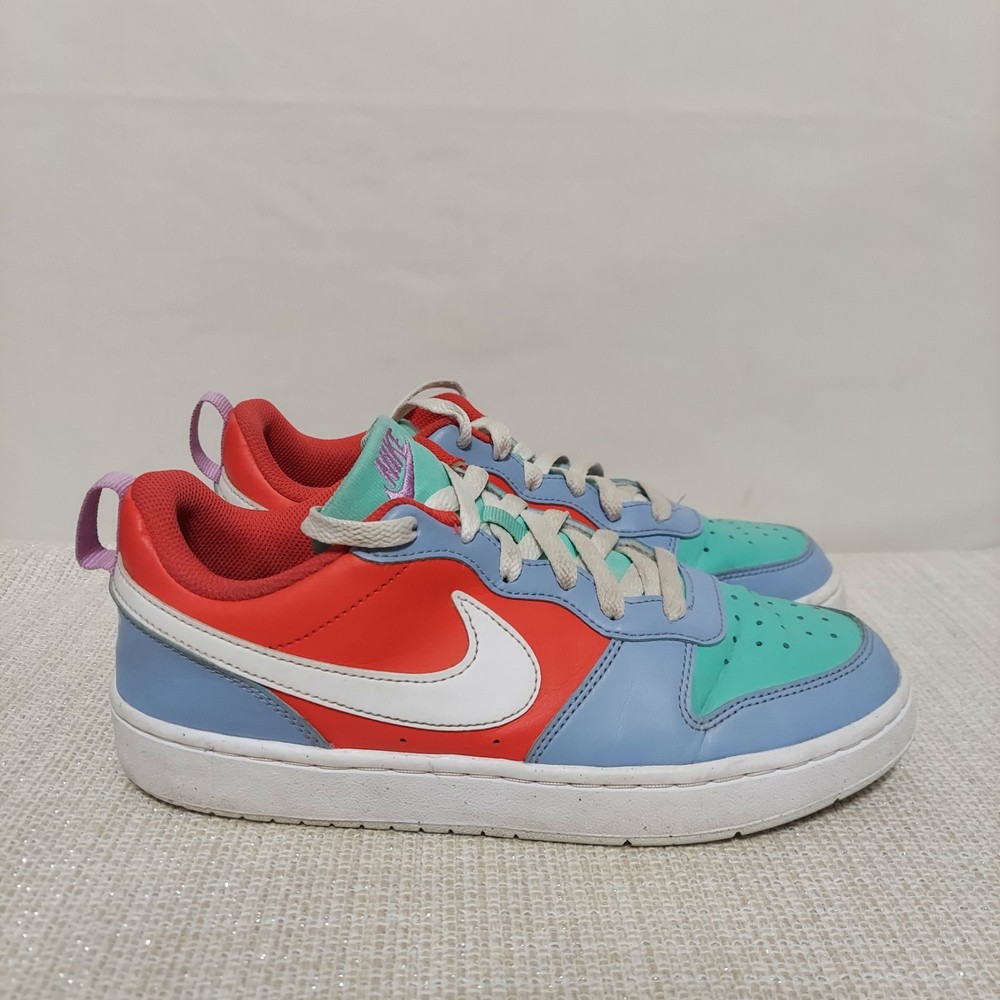 Nike Court Borough Low 2 GS Multicolor Blue Red Teal DV5456-400 Youth 6.5Y