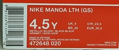 NIKE YOUTH MANOA LTH (GS) METALLIC SILVER/BLACK NEW/BOX MULTIPLE SIZE 472648 020