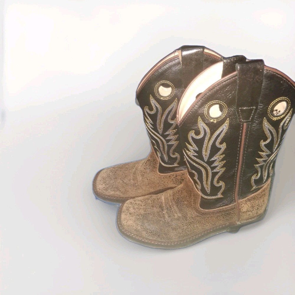Old West BSC1878 Black Distressed Square Toe Boot Youth Size 2.5