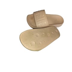 Fendi Roma FF Zucca Logo Slide Sandals Beige Rubber Made in Italy EU 27/28