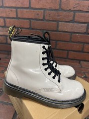Dr. Martens 1460 Youth Original Smooth Leather Lace Up Boots -White US 3