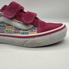 Vans Old Skool Rainbow Logo Pink Suede & Canvas Kids Shoes Size 1.5