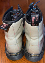 DR MARTENS ZIPPER/LACE-UP WHITE SPARKLE 1460 BOOTS US YOUTH SIZE 3 NICE SHAPE