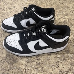 Nike Dunk Low Retro Black White Leather Sneakers Shoes CW1590-100 Size 4y
