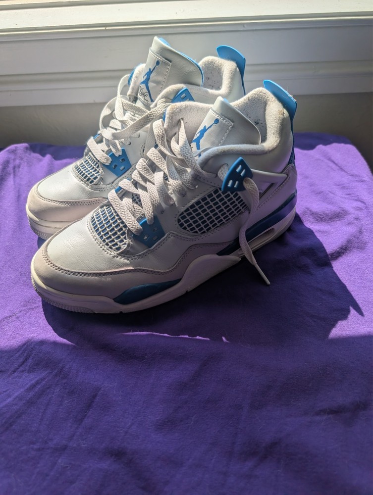 Air Jordan 4 Military blue Kids 6Y White/Blue Leather HF4281-141
