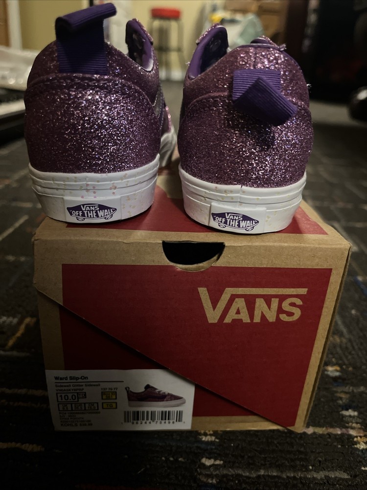 Vans Ward Slip On Toddler Size 10 Sidewall Glitter Shoes New