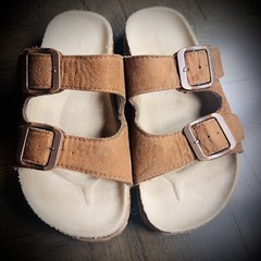 Tommy Bahama Leather Slides Adjustable Double Strap Buckle Sandals Kids S(12.5)