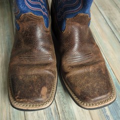 Ariat Quickdraw Brown Blue Red Leather Western Boots Kids 4.5 Cowboy Rodeo USA