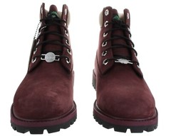 Timberland Junior PREMIUM 6 INCH WATERPROOF Burgundy Nubuck Boots Size 4 – 5.5