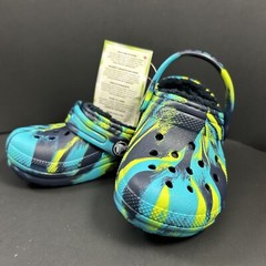 CROCS Classic Lined Clog – Blue Marble Multicolor – Various Little Kids Sizes