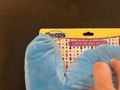 New Kids Easter Peeps Plush Blue Bunny Slippers, Size Med 13-1 NWT +Wrist Hugger