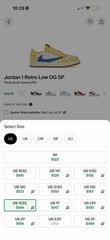 Jordan 1 Low OG SP PS Travis Scott Canary Yellow White Blue 13.5C DZ5909-700