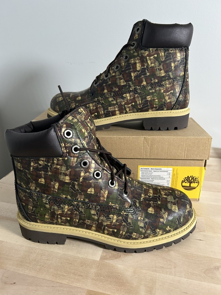 Timberland Junior’s 6 in Classic Green/Tan #20967 5.5 Camo Plaid
