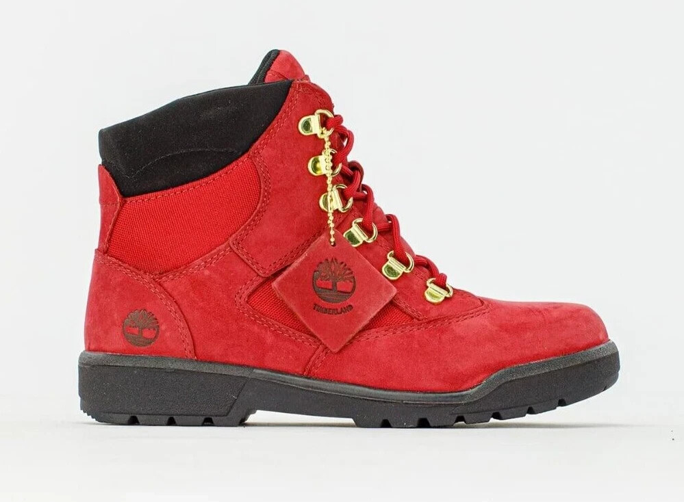 TIMBERLAND JUNIORS 6 IN FIELD BOOTS RED A2JMY. Size 7