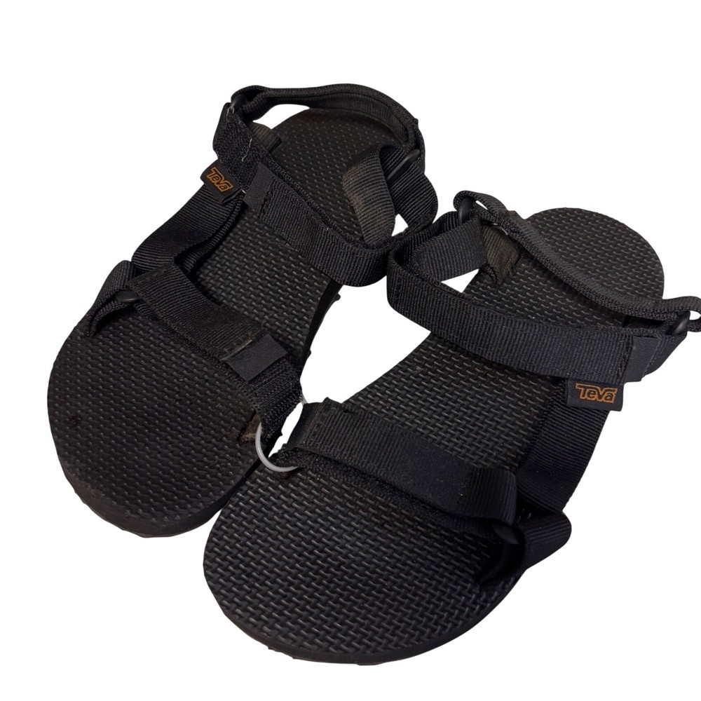 Teva Original Universal Kids Sandals Black Strappy Hook Loop Size 2 1116656C