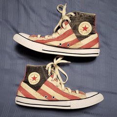 Kid’s Converse All Star Hi Fire Brick #645156F Eagle American Flag Shoes Size 6