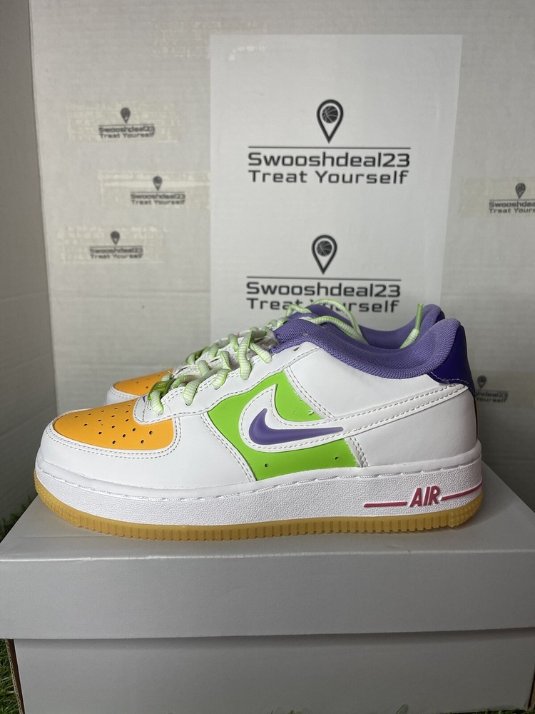 Kid’s 4Y Nike Air Force 1 LV8 (GS) White green Yellow Purple FD1035-100
