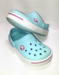 Crocs Crocband II Kids Clogs Shoes Blue w/ White & Pink Accents Toddler Size 4/5