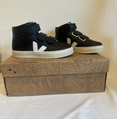 Veja Small Esplar Mid Fur-lined Leather Kids Sneakers Size 12