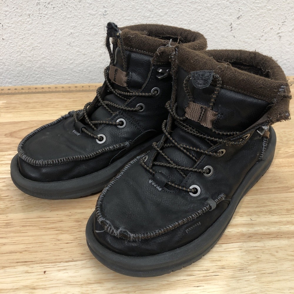 Hey Dude Bradley Boot Shoes Youth YT3 Black Comfort Lightweight Ankle Lace Up
