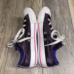 Converse Chuck Taylor Double Tongue Metallic Purple Youth Size 3 Sneaker Shoes