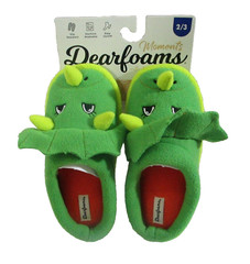 NWT Dearfoams Kids Peyton Animal Clog Slippers 2/3 Green Dinosaur MSRP$30