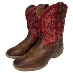 Justin Boots Boys Boots 5D Western Cowboy Embroidered Leather Square Toe Rodeo