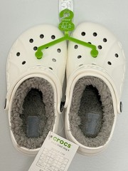 NWT Kids Baya Lined Crocs Clog White & Grey US c11 EU 28-29 UK c11 shoes