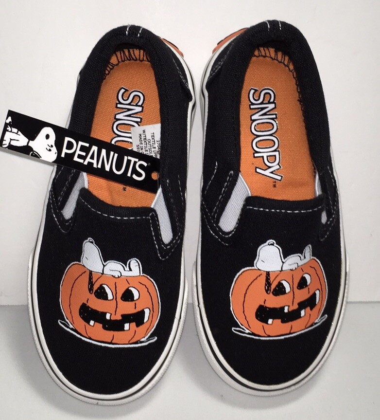 PEANUTS SNOOPY HALLOWEEN 🎃 Slip On TENNIS SHOES Toddler Size 7 Black New