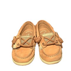 Sperry Leather Top Sider Kids Size 9 Tan Leather Boat Shoes Memory Foam