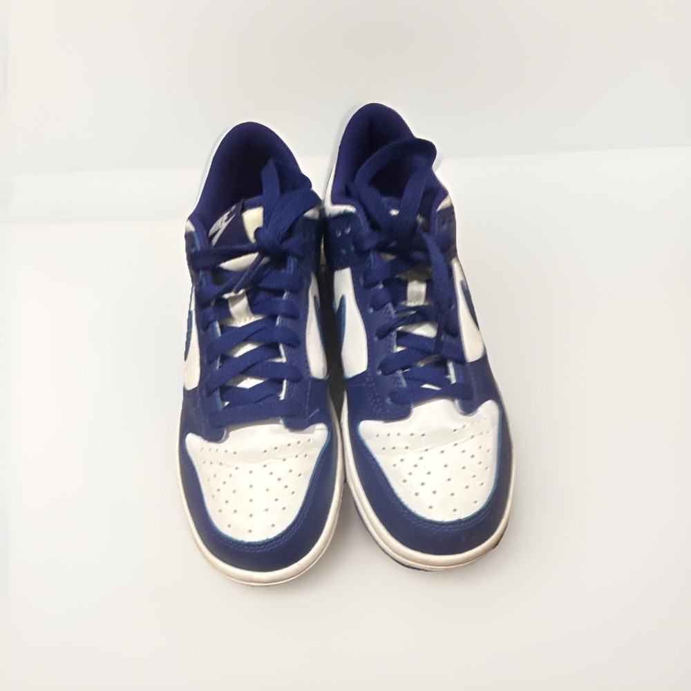 Nike Dunk Teens Blue/White Colorblock Low-Top Lace-Up Sneakers Rubber Outsole