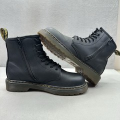 Size 3 – Dr. Martens 1460 J Combat Boots Black Leather Kids Youth Lace Up Zip