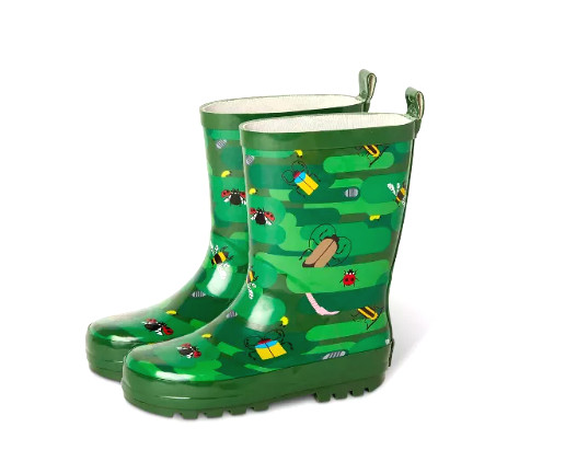 Kids‘ Bug Camo Garden Rain Boots Green – Size: S (po)