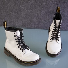 Dr Martens 1460 J Kids White Leather Combat Boots Size US 2 UK 1 EU 33 Youth Zip