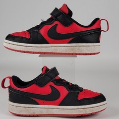 Nike DV5457-600 Red Black Leather Athletic Sneakers Unisex Kids 112C EU 29.5